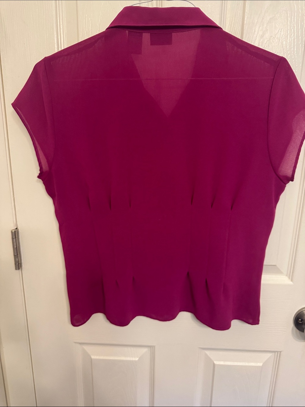 New York & Company Fuchsia Short-Sleeve Button-Down Blouse - Picture 7 of 9